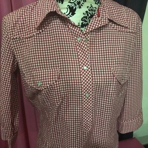 🌹H&M Plaid Red and White Button Up Shirt Size 12
